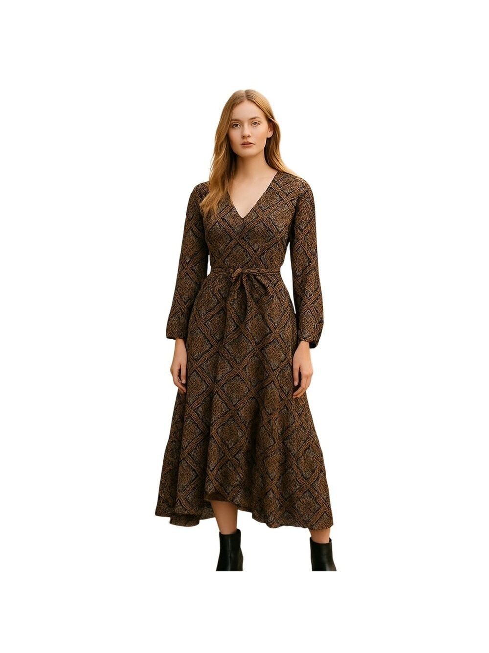 Smashed Lemon US 6 Boho Paisley Hi-Low Midi Dress 70s Style